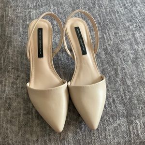 Light nude sling back heels